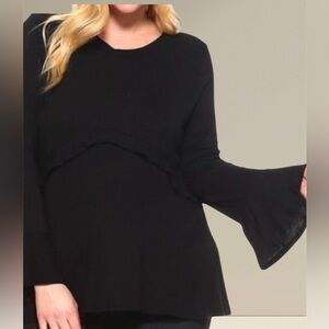 Black Plus Long Sleeve Knit Top NWT